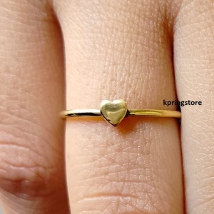 18K Solid Gold Plated Heart Ring, DIL Ring, Minimalist Dainty Stackable Ring, Love Ring, Valentine Heart Ring, Tiny Love Shape, Gift For Her