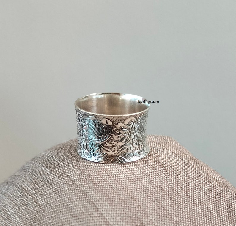 Handmade Solid Silver Wide Band Ring: Boho Thumb Ring image 2