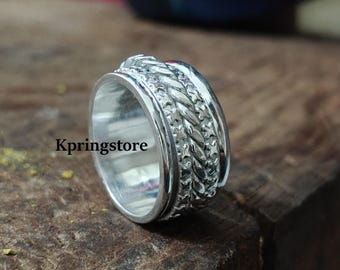 Sterling Silber Spinner Ring: Angst Fidget Meditation Daumen Ring