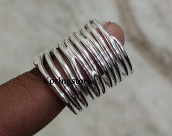Anillo de alambre hecho a mano: Anillo de plata con banda gruesa - Estilo bohemio