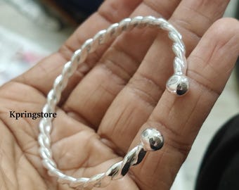 Thick Sterling Silver West Indian Bangle: Handmade Boho Gift