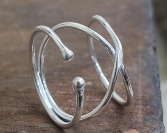 Anillo de plata hecho a mano: Anillo de alambre bohemio grueso