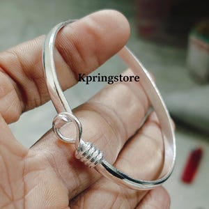 Sterling Silver Hook Open Bangle, First Meeting Handmade 925 Silver Caribbean Hook Bracelet, Gifts for Her Free size exchanges, Wedding Gift