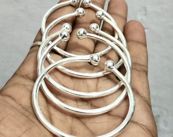 Chunky West Indian Bangles - Set of 5 Boho Silver Bracelets