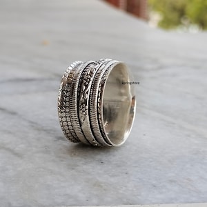 Handmade Ring, Silver Spinner Ring, 925 Sterling Silver Worry Ring, Women’s Ring, Anxiety Ring, Fidget Ring, Meditation Ring, Gift For Ring