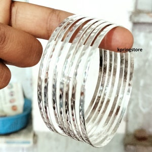 Set of 7 Bangles, Stacking Bangles, Seminario&#39;s, Stacking Bracelets, 7 Day Bangles, Mexican Jewlery, Half Round Bangles, Boho Silver Plated