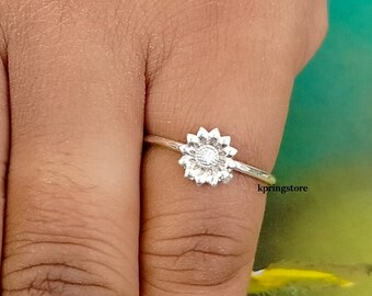 Lotus Ring, 925 Sterling Silber Ring, indisches Geschenk, handgemachter Ring, schöner Ring, Geburtstagsgeschenk Ring, Geschenk für sie, zierlicher Ring, Frauenring.