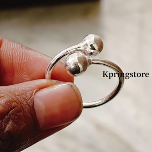 Modern 925 Silver Double Ball Ring: Boho Geometric Statement Ring