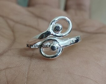 Boho Silver Statement Ring: Adjustable Promise Ring