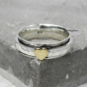 Heart Ring, Handmade Ring, 925 Sterling Silver Ring, Spinner Ring, Meditation Thumb Ring, Energy Ring, Women Ring, Propose Ring, Love Ring