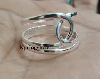 Sterling Silver Spiral Ring: Chunky Boho Statement Jewelry
