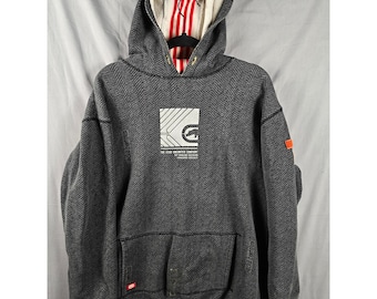 Ecko Complex Mindlabs Hoodie Mens Large Gray Herringbone Vintage Y2K Streetwear