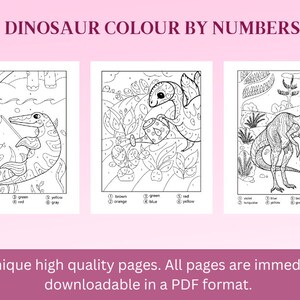 Dinosaur colour by numbers