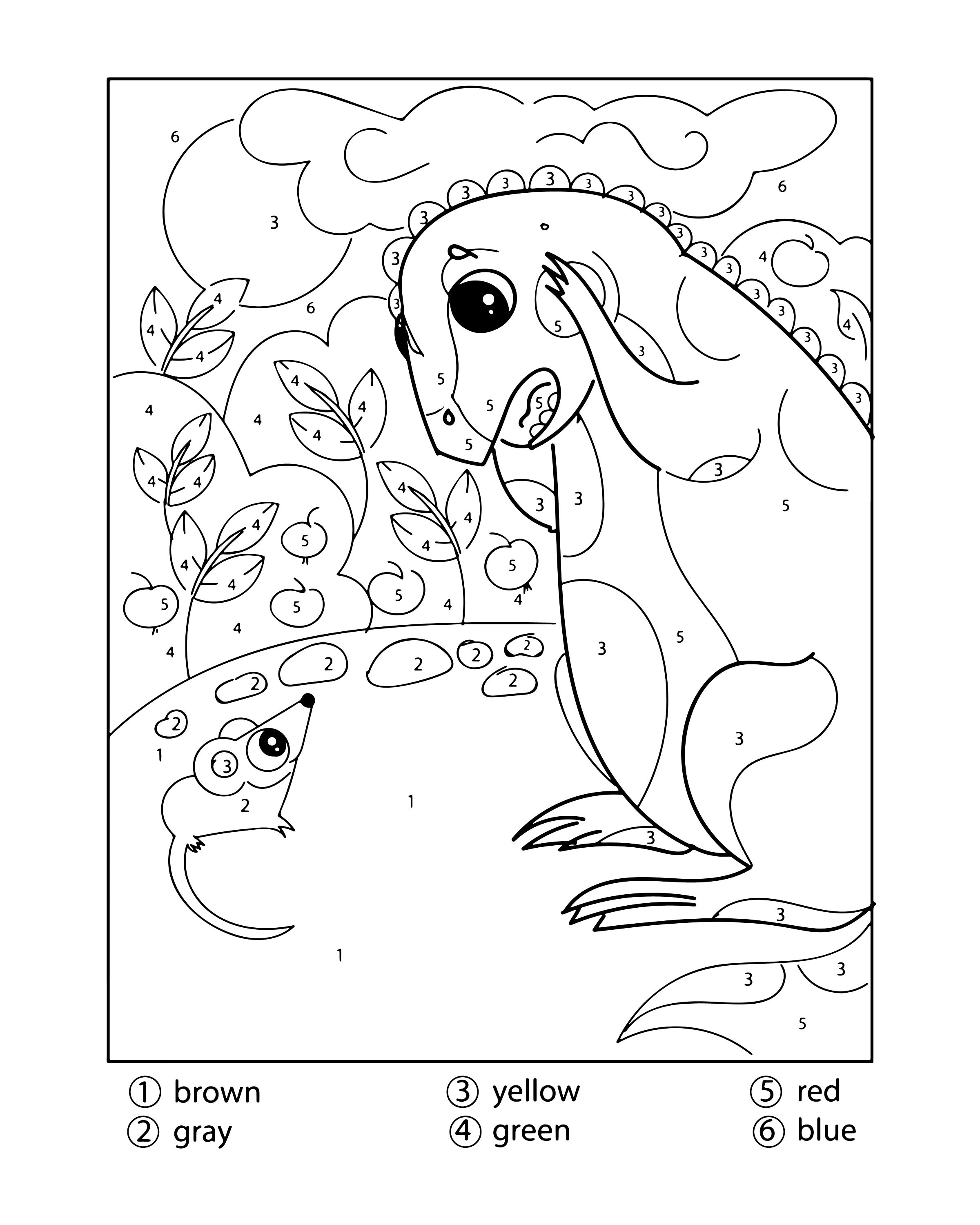 Dinosaur Colour by Numbers - Etsy