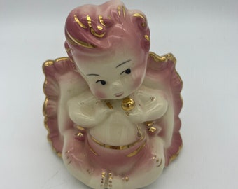 Hull Cherub Planter Pink, Cream, Gold Baby Planter vase
