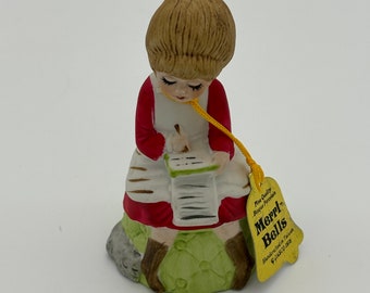 Vintage Christmas Jasco Holiday Merri-Bell, 1978, Girl Writing with Cat
