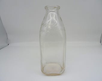 Hansen's Evergreen Dairy Quart Glass Milk Bottle
