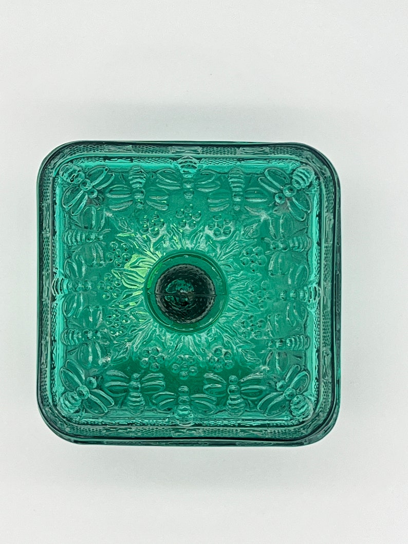 Tiara Exclusive Glassware Green Candy HONEY BEE HIVE Dish With Etsy