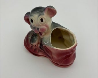 Vintage Shawnee Dog with Shoe Planter