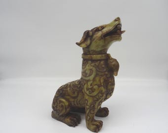 Carved Jade Asian Guardian Dog Figure