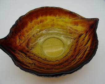 Vintage Tiara Glass Walnut Bowl