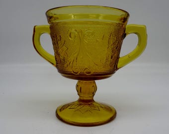 Set of 6 Tiara Exclusive Indiana Glass Amber Goblet Double Handle