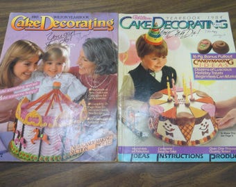 Vintage 1983 and 1984 Wilton Cake Decorating Yearbook Set