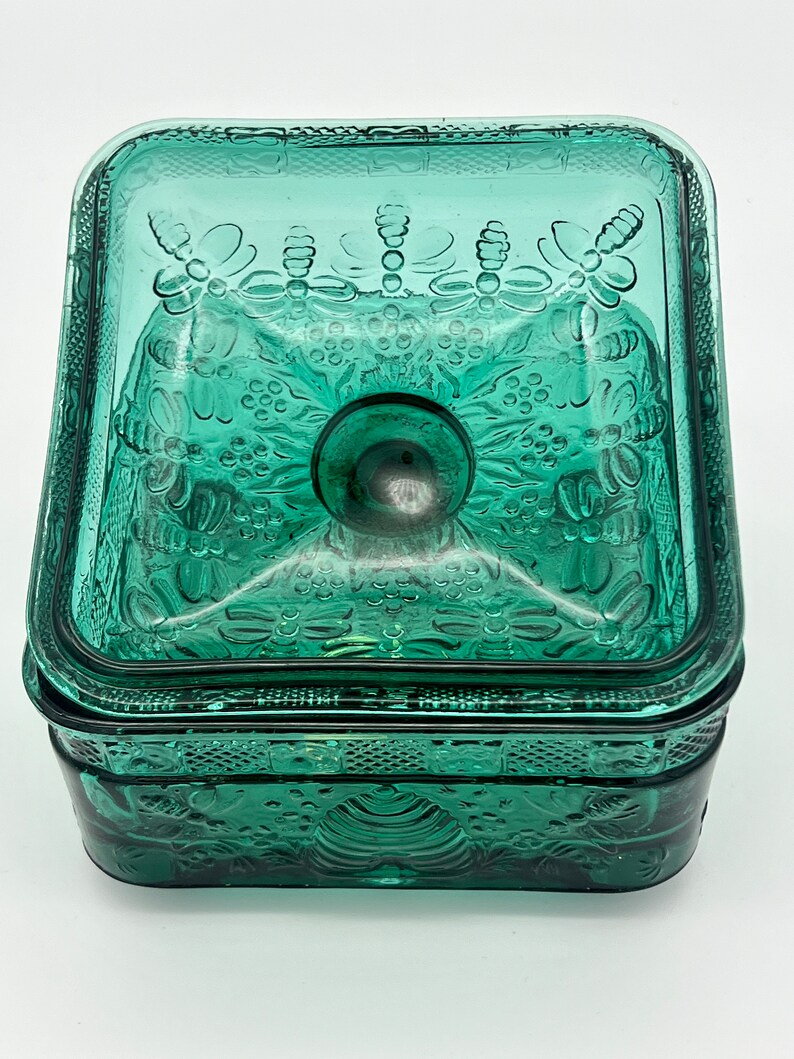 Tiara Exclusive Glassware Green Candy HONEY BEE HIVE Dish With Etsy