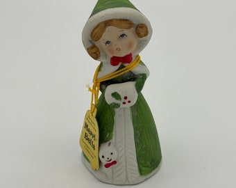 Vintage Christmas Jasco Holiday Merri-Bell, 1978, Green Cloak with Cat