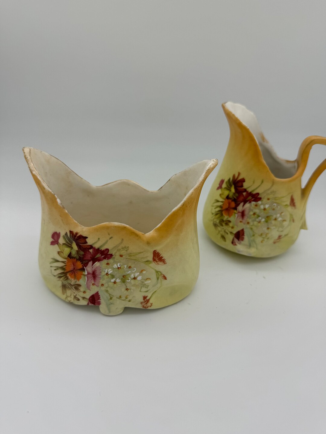 Vintage Hand Painted Sugar & Creamer Set - Etsy
