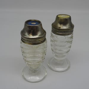 Hazel Atlas Airko Beehive Glass Salt and Pepper Shakers