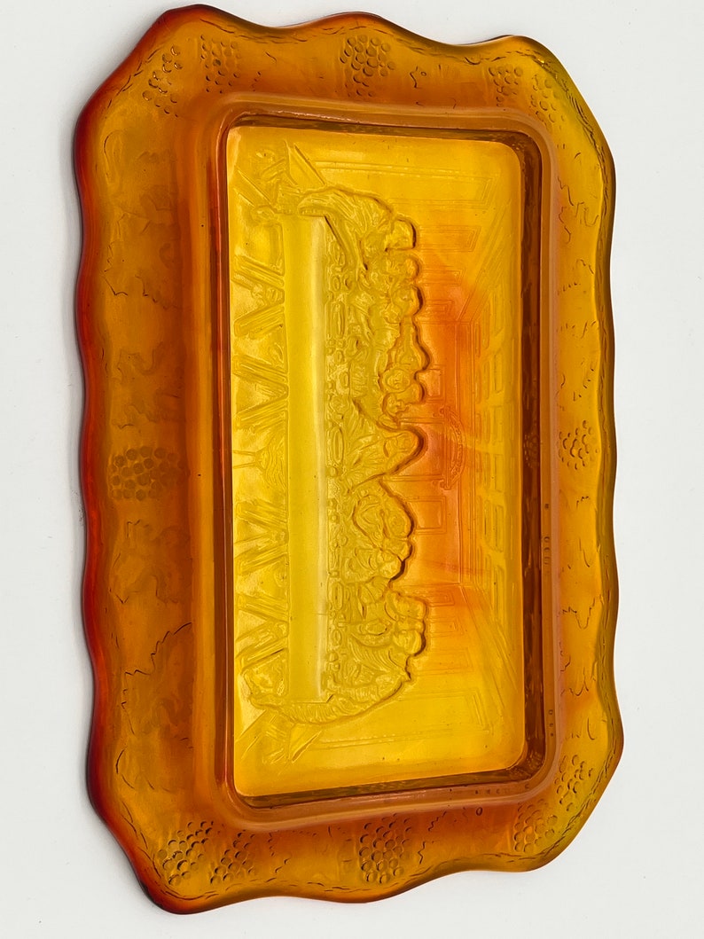 Tiara Art Glass, Last Supper Collector's Plate, Mid Century Amberina Etsy