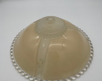 Vintage 1940’s Cream Colored Glass Light Fixture Art Deco Style