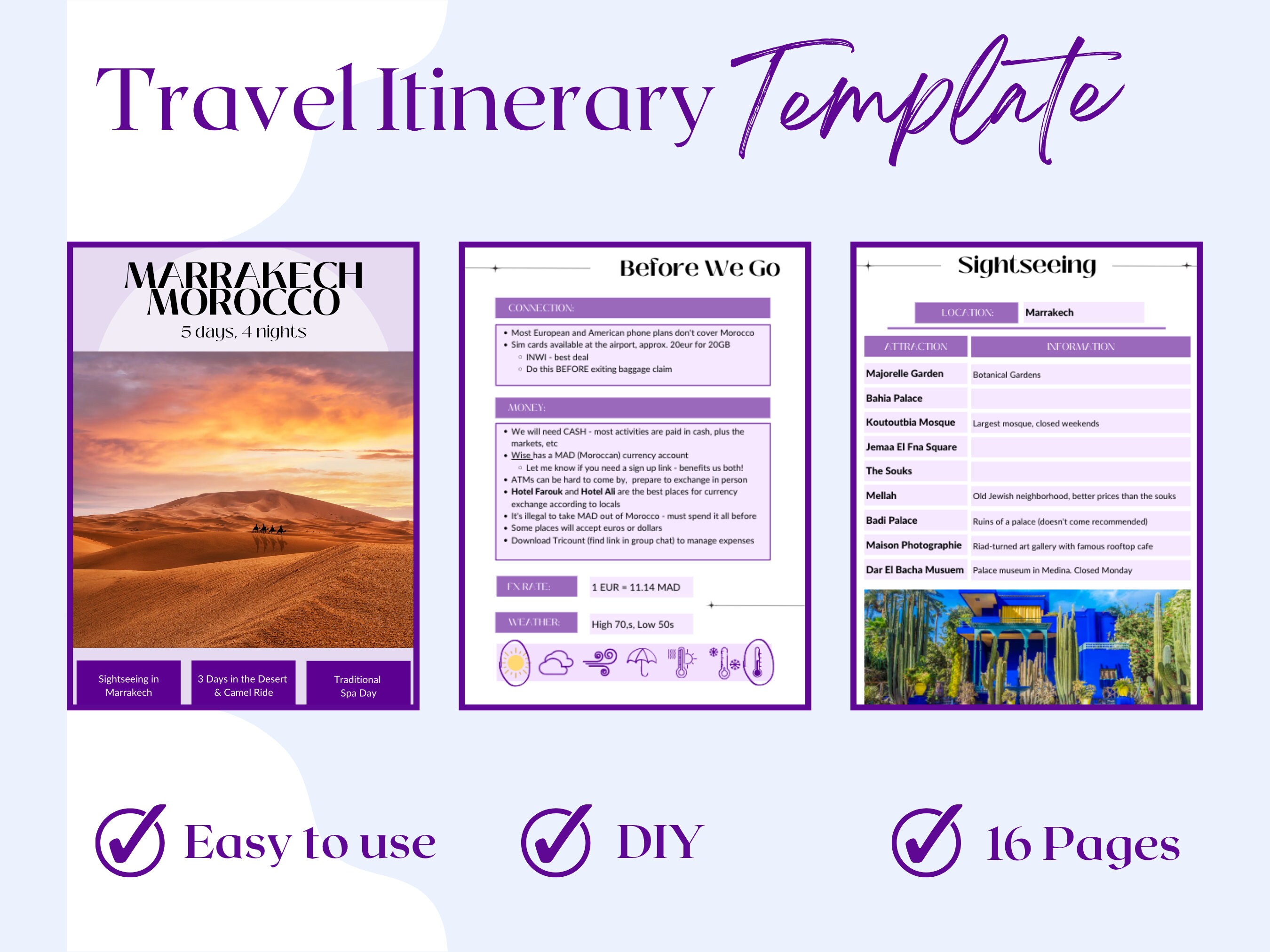 DIY Travel Itinerary Travel Itinerary Customizable Etsy
