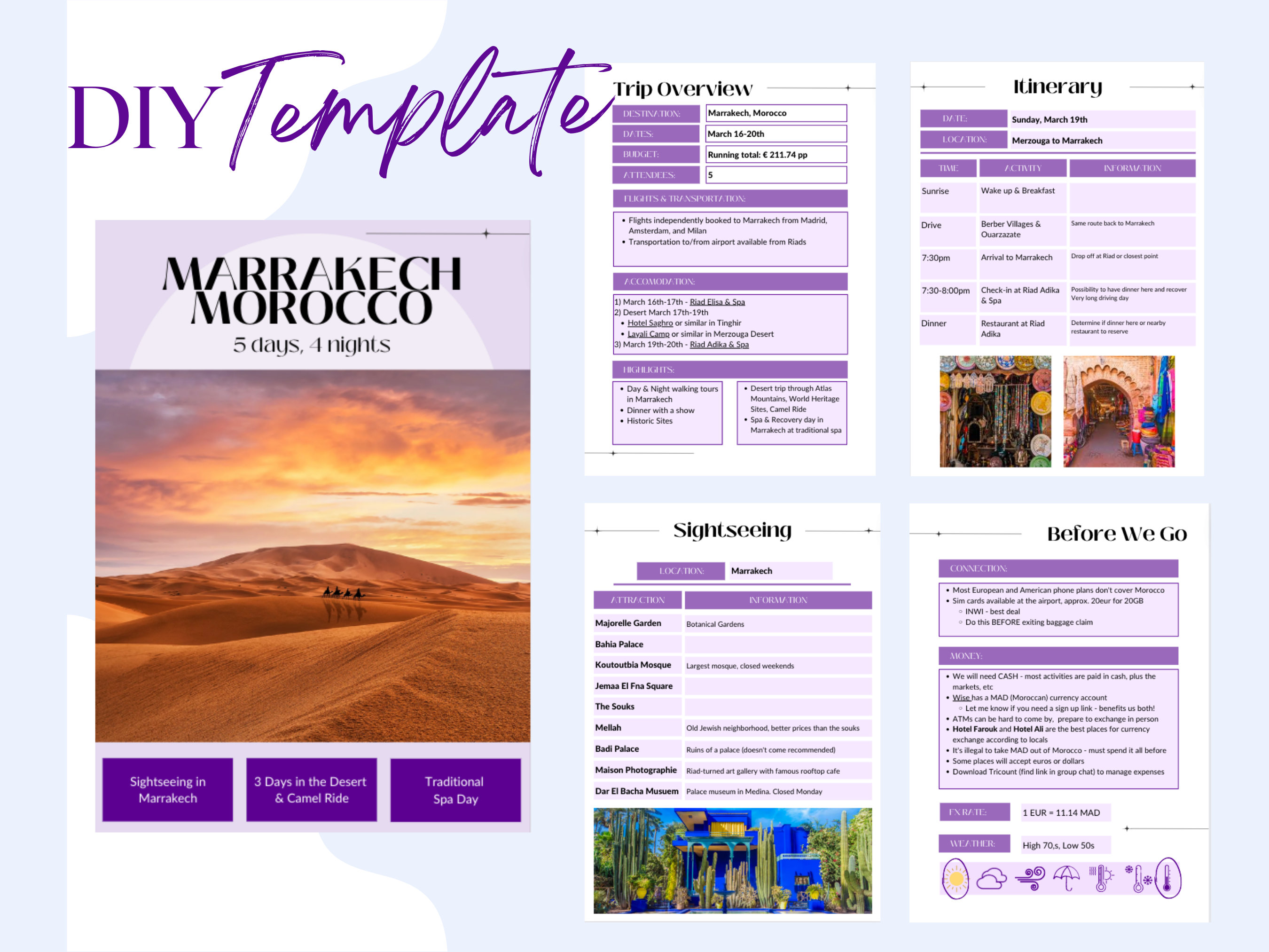 DIY Travel Itinerary Travel Itinerary Customizable Etsy