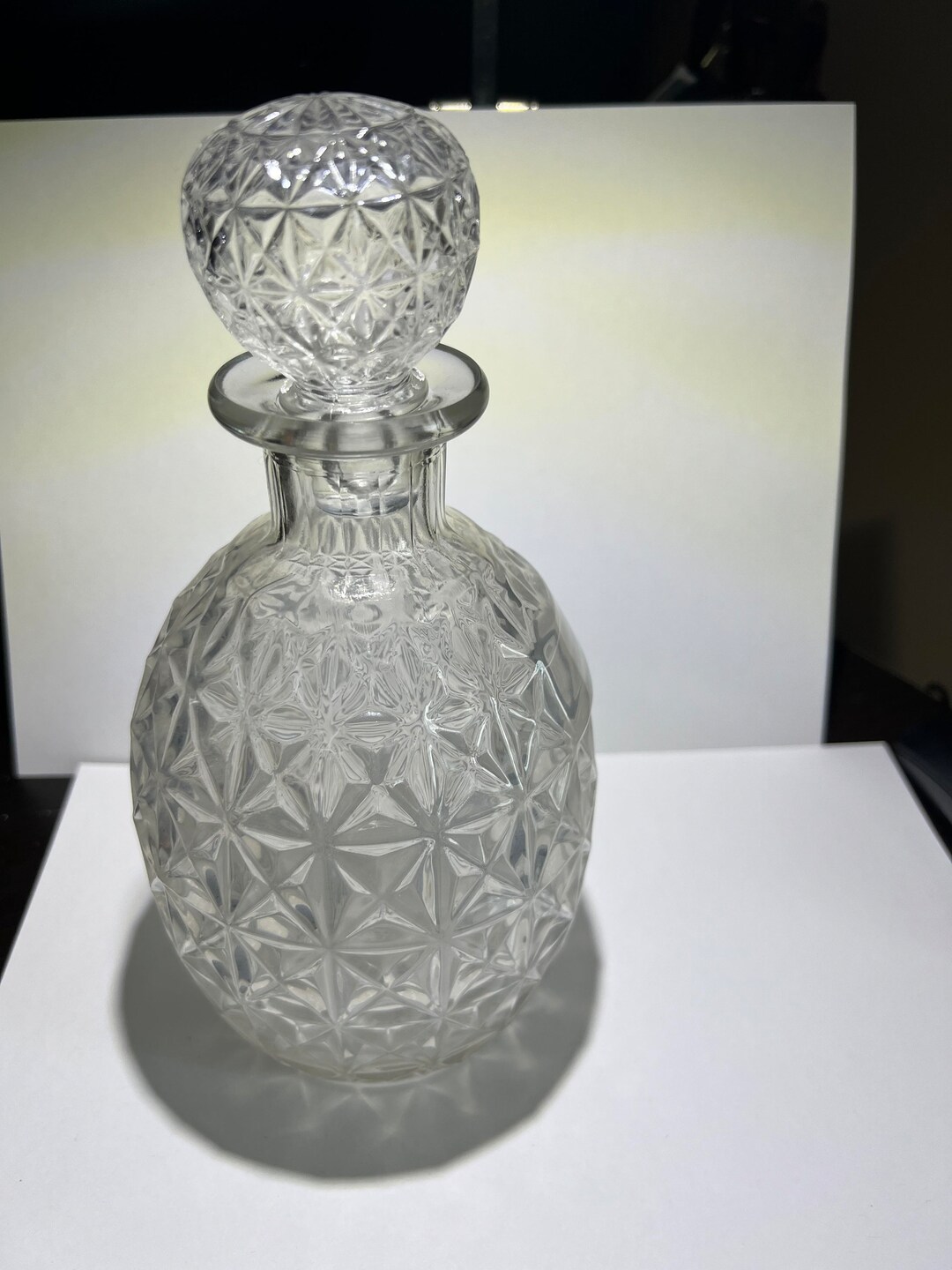 Vintage Pineapple Cut Glass Decanter Etsy