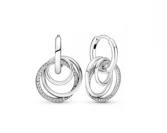 Family Always Encircled Hoop Earrings Discover the Must-Have Earrings Twisted Encircled Dangle Earrings in Silver Sparkly Style 291156C01