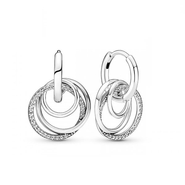 Family Always Encircled Hoop Earrings Discover the Must-Have Earrings Twisted Encircled Dangle Earrings in Silver Sparkly Style 291156C01