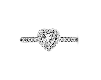 New Pandora Ring Elevated Heart Love in Every Detail Beautiful Silver Crown Ring, Adorned with Rhinestones Simple, Elegant and Trendy Choice