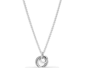 Pandora Family New Encircled Pendant Necklace Unlock Endless Connections with Pandora Crown O Monogram Chain Adjustable 60cm Length