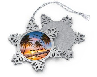 Christmas Ornaments Decorations Pewter Snowflake "Christmas Eve in Rota"