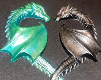 Epoxy Resin Dragons Couple, Customizable, Gift for Couple or Significant Other, Home Decor, Wall Decor