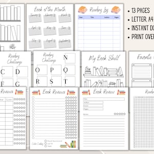 Printable Reading Journal, Reading Log, Book Tracker, Printable Book Journal PDF A4 A5 Letter