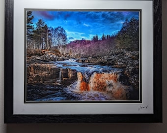 Black Water Falls, Highland, Scotland. Mounted and framed.