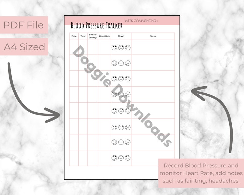 Blood Pressure Tracker Printable Page - Etsy