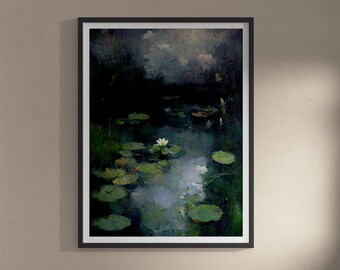 Lily Pond Abstract Oil Painting Wall Art