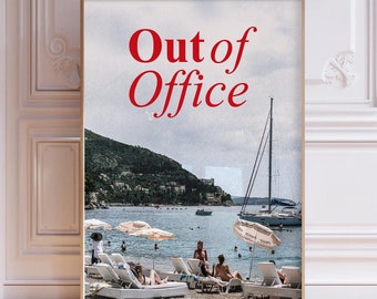 Out of Office Coastal Print: Retro Italian Summer Wall Art (Digital Download)