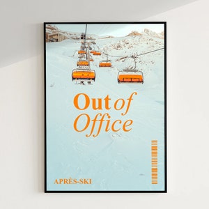 Arte retrô da parede do Apres Ski, fora do escritório, impressão de revistas de jornais | Arte de carrinho de bar vintage, arte de parede de inverno | Download instantâneo