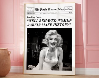 Marilyn Monroe Newspaper Print: Feminist Wall Art (Digital Download)