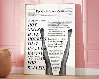 Trendy Newspaper Print: Hot Girls with Hobbies Poster (Digital Download)